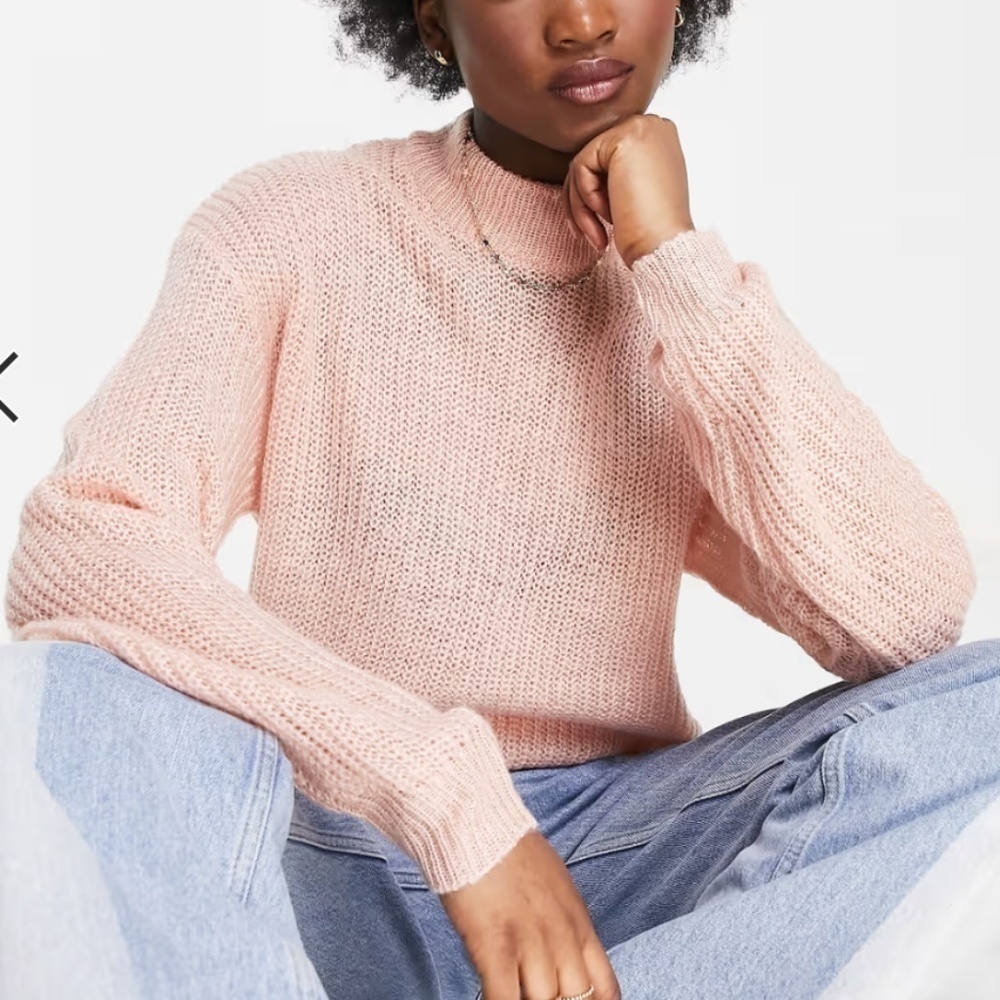 ASOS Chic Casual Cozy Warm Blush Pink Soft Knit Sweater • size Small NWT